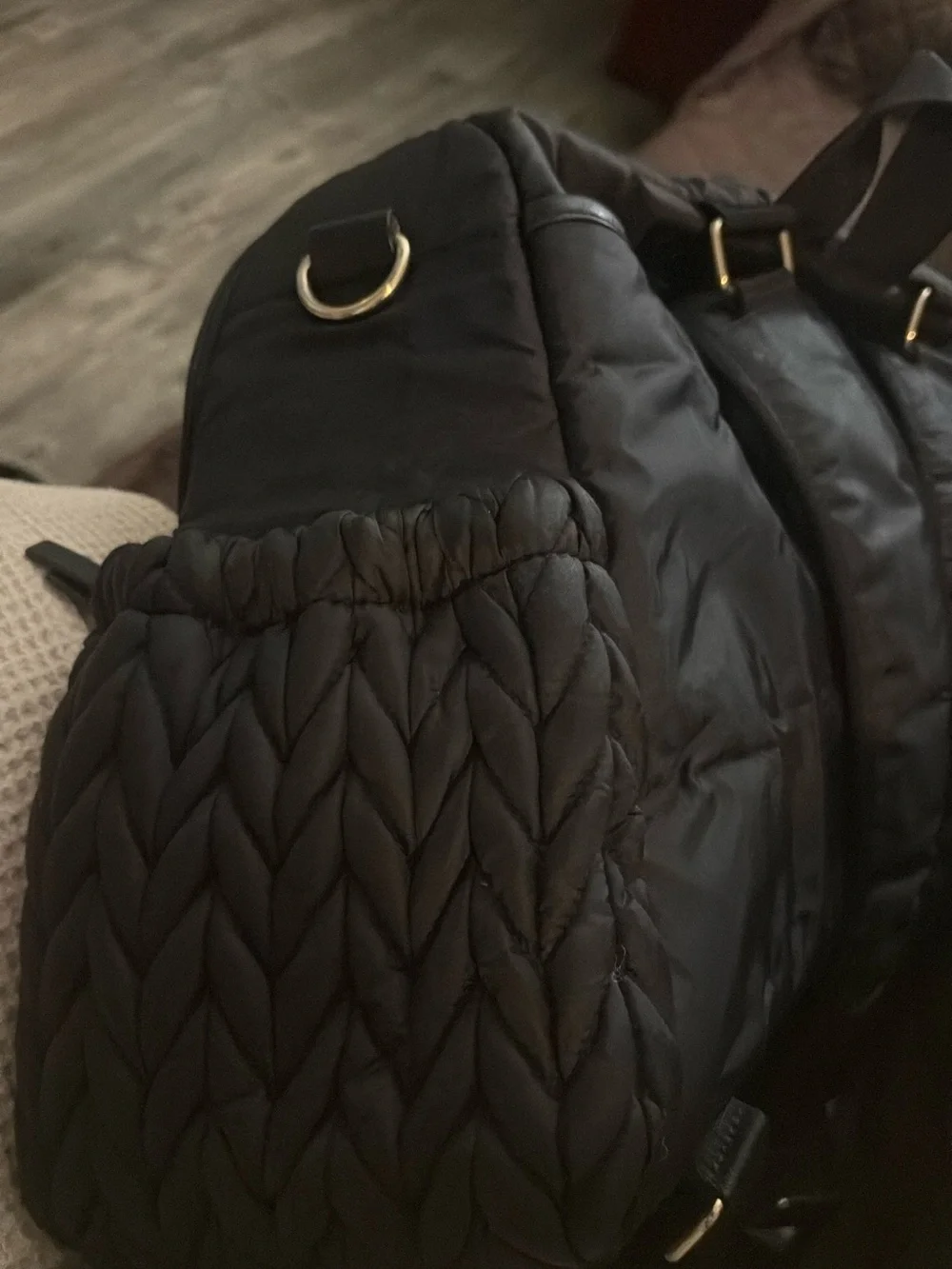 Black Quilted Baby Bag Diaper Backpack